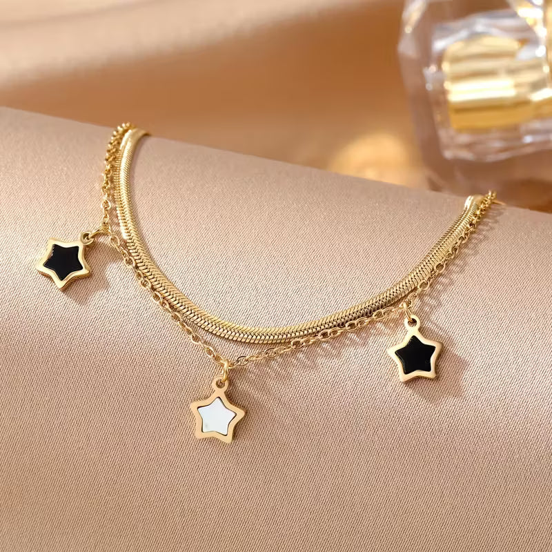 Juego de Collar y Pulsera para Mujer con Colgante de Estrella de Cinco Puntas INOXIDABLE CALIDAD